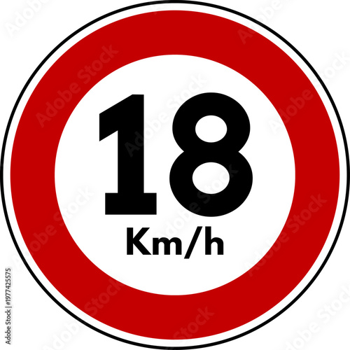 Maximum Speed Limit 18 kmh Traffic Sign Vector