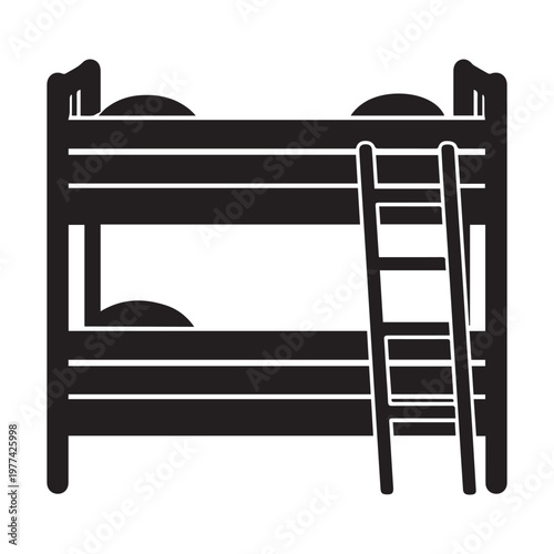 Black bunk bed with ladder vector illustration
