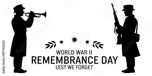 A solemn tribute to world war ii remembrance day honoring the veterans and the fallen soldiers. Vector, illustration