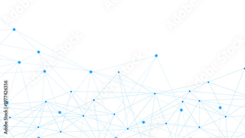 Cuadro en lienzo Abstract Blue Network Lines with Connected Nodes on Dark Background for Digital