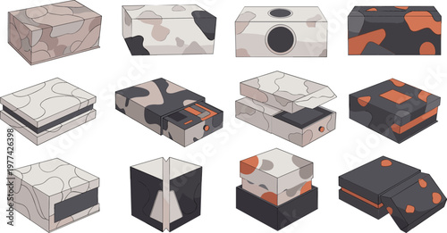 Isometric Stone Block Set with Different Textures and Layers Game Asset Collection Rock Tiles Cartoon Style Mining and Terrain Elements