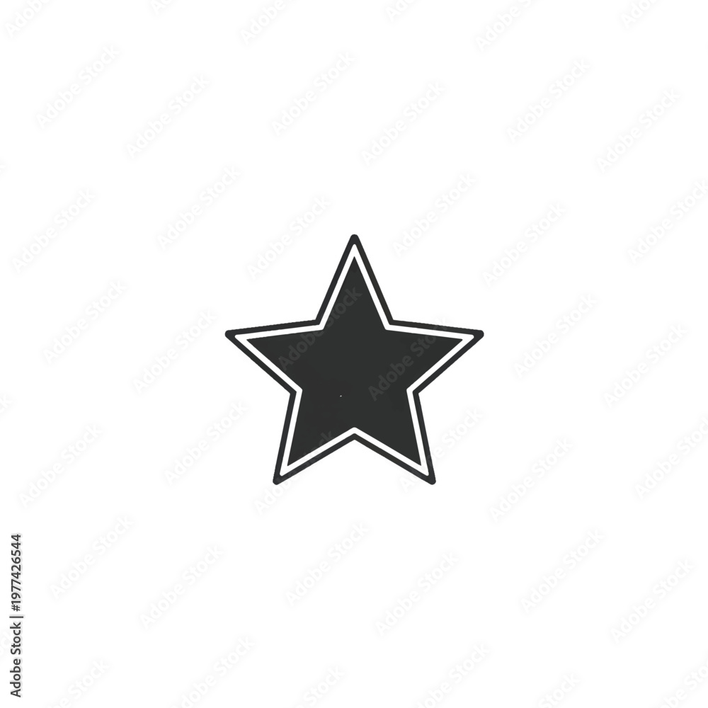 Fototapeta premium Minimal black five-point star icon on white background suitable for design projects.