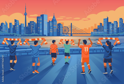 Soccer Fans Exploring Host City Waterfront Before Match