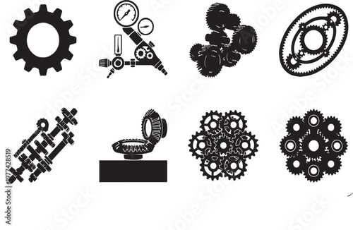 Gear System Icon Vector, Mechanical Cogwheel Symbol, Engineering Settings Line Icon, Industrial Technology EPS Design