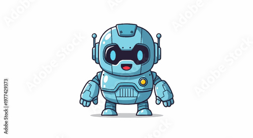 Cute blue robot character with a friendly expression.