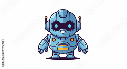 Cute cartoon robot character with big eyes and antenna.