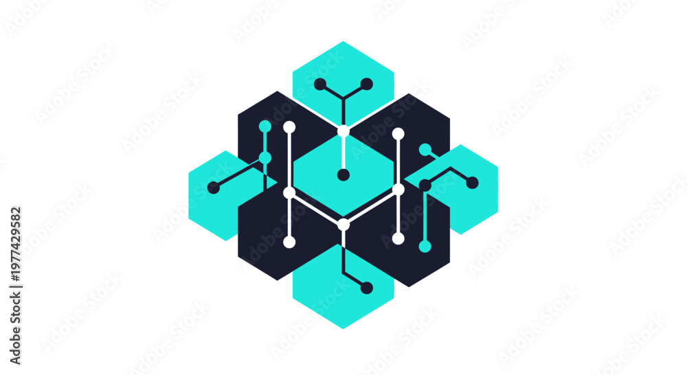 Fototapeta premium Modern Abstract Hexagonal Network Structure Design