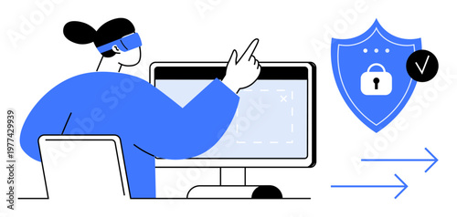 Cybersecurity concept. Cybersecurity ensuring safe online interactions and protecting sensitive information. Cybersecurity supporting secure digital communication for fintech, IT, remote work, data