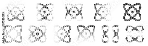 Atom Halftone Icon Collection – Atom Dotted Circles Halftones Geometric Dots Gradient – Dot Spray Gradient Vector Set – Atom Illustration Halftone Gradient