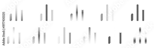 Bar Chart Halftone Icon Collection – Bar Chart Dotted Circles Halftones Geometric Dots Gradient – Dot Spray Gradient Vector Set – Bar Chart Illustration Halftone Gradient