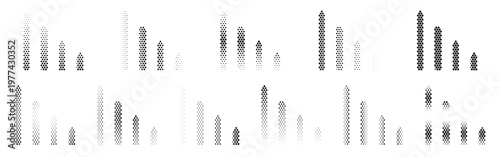 Bar Chart Halftone Icon Collection – Bar Chart Dotted Circles Halftones Geometric Dots Gradient – Dot Spray Gradient Vector Set – Bar Chart Illustration Halftone Gradient