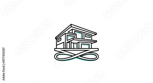 Modern Architectural Structure: Minimalist Design of A House with Infinity Element