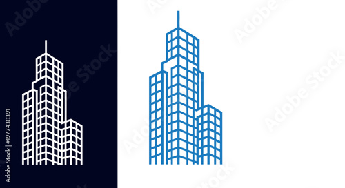 Modern Architectural Structure: Minimalist Depiction of Urban Tower in Graphic Design