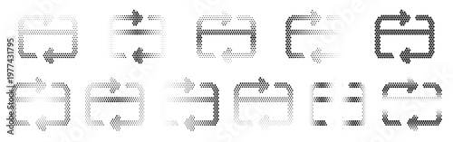 Credit Card Refresh Halftone Icon Collection – Credit Card Refresh Dotted Circles Halftones Geometric Dots Gradient – Dot Spray Gradient Vector Set for Modern Graphic Design