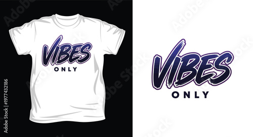 Vibes only t-shirt design with purple and black logo