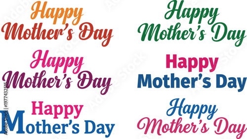 Happy Mothers Day colorful typography greetings