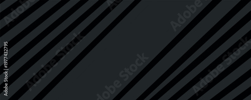 Black oblique straight line background. Masculine dark linear abstract wallpaper. Elegant luxury striped gradient texture. Grey diagonal lines backdrop for flyer, banner, poster, presentation. Vector