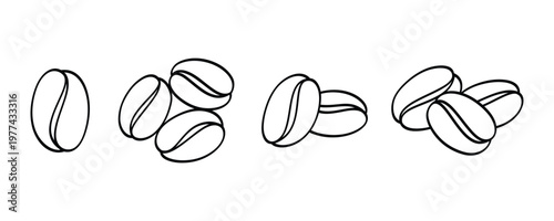 Set of Coffee beans. coffee bean line style. Vector illustration