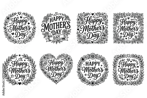 Mother's Day Greeting Cards Vector Illustrations