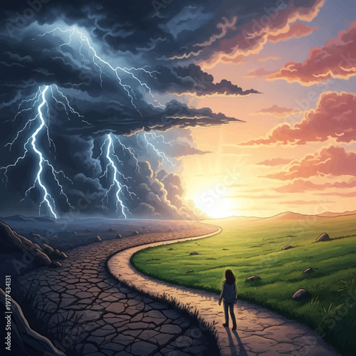 Person standing on a path way.