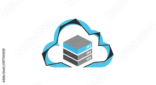 Modern Cloud Data Storage Server Icon Technology Concept