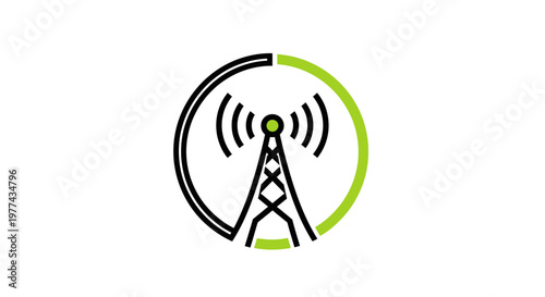 Modern Communication Tower Icon Depicting Wireless Connectivity and Technological Advancements