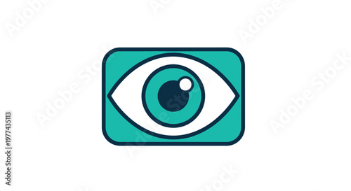 Modern Eye Icon Symbol In Teal And White Colors