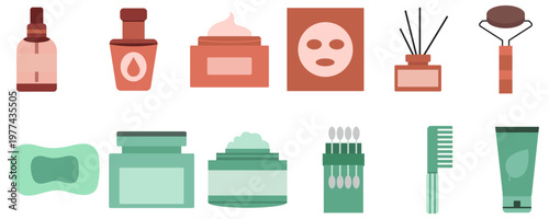 Skincare Beauty Product Icon Collection