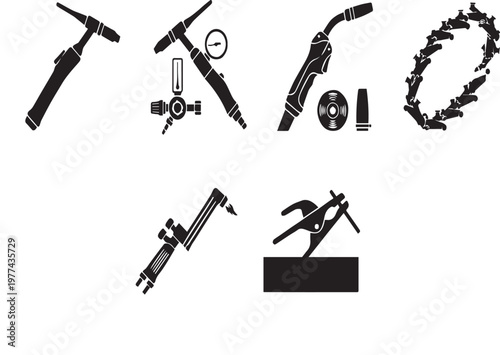 Welding Torch Icon Minimal Line Vector Illustration