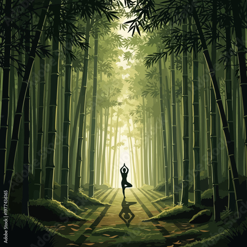 Woman in yoga pose outdoors alone.