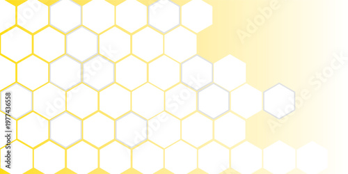 Abstract pattern seamless yellow hexagon honeycombs on a white background. Honey comb background pattern symbol vector design. eps 10