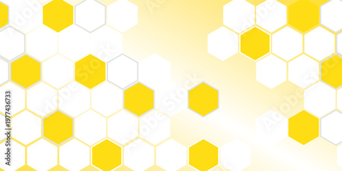 Abstract pattern seamless yellow hexagon honeycombs on a white background. Honey comb background pattern symbol vector design. eps 10