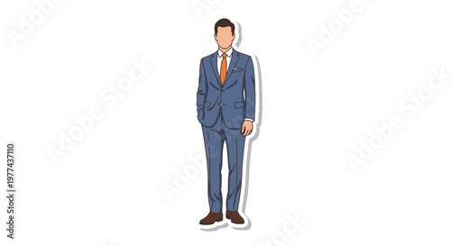 cartoon businessman standing with hands in pockets