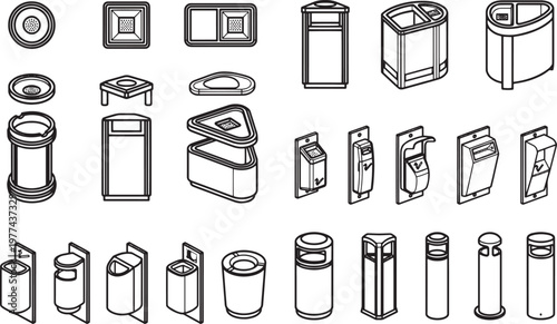 A comprehensive collection of diverse receptacles showcasing various shapes and designs, set against a pristine backdrop to highlight each item.