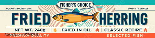 Design of packaging label for fried herring product from Ocean's Bounty with emphasis on quality and classic recipe