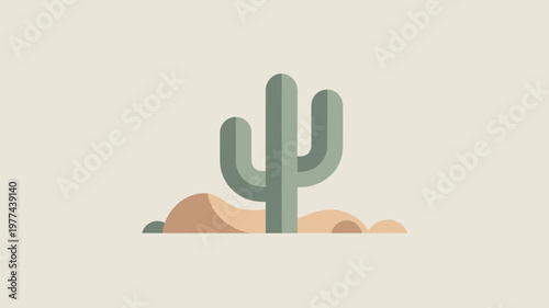 Sage green cactus illustration – Great for summer heat promotions, dry climate gardening tips, or modern office art.
