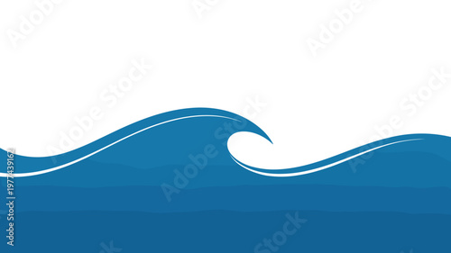 Clean geometric water wave vector – Great for bottled water labels, swimming pool services, or maritime agency ads.