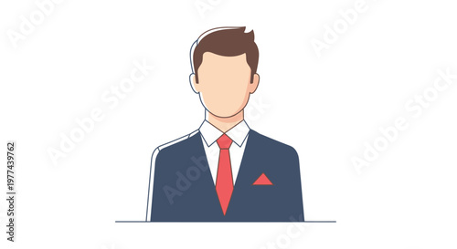 Businessman avatar in blue suit with red tie and pocket square