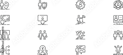 16 Essential Corporate culture and dynamics Line Icon Set