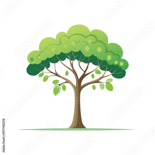 Cartoon tree with lush green foliage vector illustration providing essential scale elements