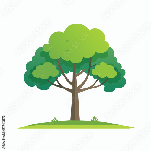 Stylized green tree with bushy top vector illustration providing essential scale elements
