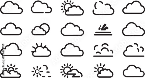 Weather and Cloud Forecast Outline Icon Set