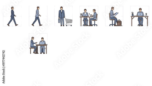 Office worker performs various tasks in vector CAD environment daily