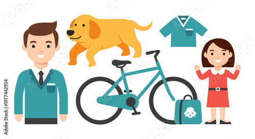 people riding bicycle with dog and pet bag for veterinary clinic marketing