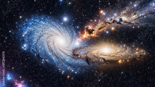 Cinematic spiral galaxy in star field