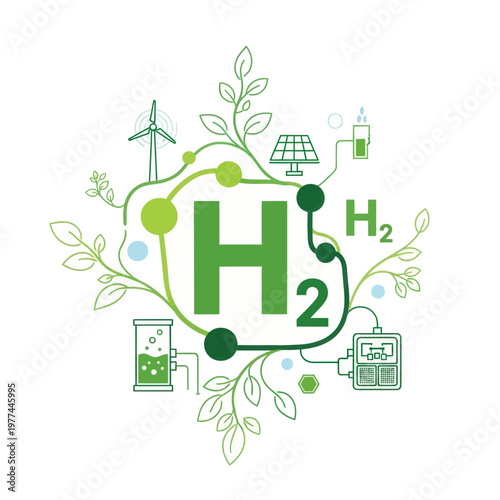 Hydrogen energy concept green technology H2 fuel cell renewable power