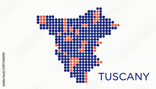 Tuscany Region Map Dotted Style Illustration