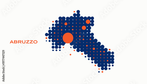 Abruzzo region map illustration with dots