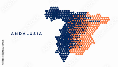Andalusia region map illustration, Spain
