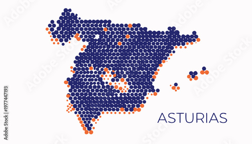 Asturias region of Spain map illustration
